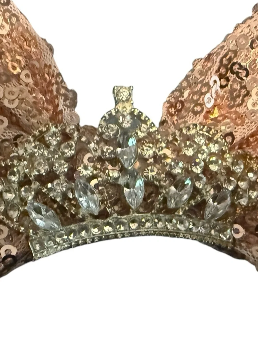 Disney Minnie Mouse Sequin Mouse Ear Ears Headband Pink Bow Tiara Crown Princess